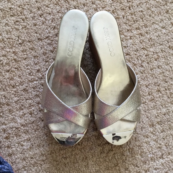 Jimmy choo gold prima wedges platform sandals - Picture 4 of 7